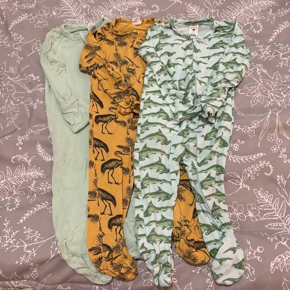 kate quinn Kids One Pieces Footies - Mint, Mustard, Green